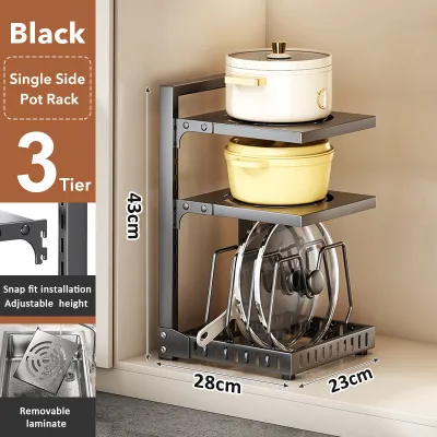 GSlife Carbon Steel Under Sink Organizer Rack | Ligtas sa Amag at Ipis | Rainy Season Proof | Hidden Cabinet Storage | Kitchen Countertop Holder for Cookware Pots & Pans