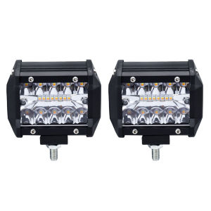 EKLEVA ไฟ LED ออฟโรดสปอตไลท์รถยนต์120วัตต์ไฟตัดหมอก4/7นิ้วสี่เหลี่ยมสำหรับรถสกู๊ตเตอร์จักรยานยนต์4X4รถบรรทุกคราดหิมะ4WD SUV 2ชิ้น