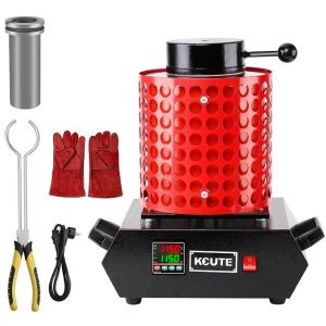 Tungku Peleburan Emas Mesin Tungku Digital Listrik 220V 1500W Alat Peleburan Emas Dengan Graphite Crucible 3KG dan Cetakan Ingot (versi terbaru)1150 ℃ / 2102 ℉ untuk Memproses Peleburan Emas Perak Tembaga