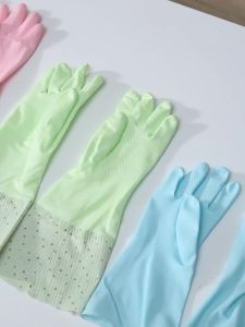 Household dishwashing and laundry gloves long rubber gloves thickened waterproof latex gloves durable