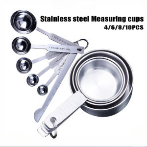 4/6PCS Set Stainless Steel Measuring Cup Spoon and Cups Scoop Stackable Kitchen Measuring Tool