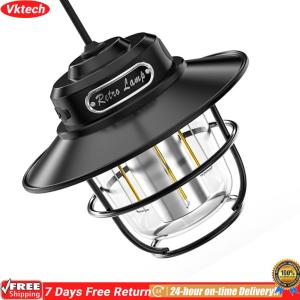 【Ready】【Vktech】 LED Camping Lamp Stepless Dimming 200LM Portable Camping Light Type-C USB Rechargeable for Hiking Fishing Emergency