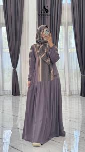 ANJANI DRESS GAMIS SET HIJAB ABU TUA