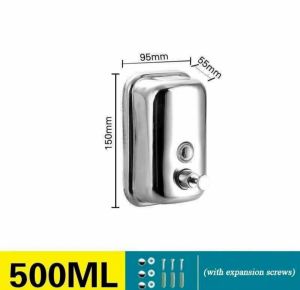 เครื่องจ่ายสบู่เหลวในห้องน้ำ เจลล้างมือแบบติดผนัง ขนาดขวด 500ml วัสดุ：สแตนเลส แบบติดผนัง ระบบจ่ายสบู่เหลวอัตโนมัติ