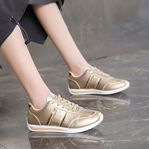 Fashion Sneakers For Women Low Cut Comfortable Rubber Shoes Korean Gold Breathable Running Shoes