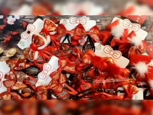 PITA IMPORT CNY / JEPIT RAMBUT ANAK IMLEK IMPORT / JEPITAN RAMBUT EDISI MERAH / JEPITAN CNY / JEPITAN NATAL - 1PSG=2PCS / NYC-7823