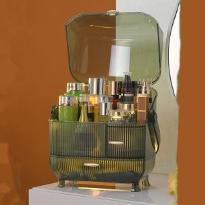 MD-K140 K141 Rak Kosmetik Akrilik Multifungsi Penutup Anti Debu Portable / Tempat Penyimpanan Kosmetik Makeup Acrylic Orginizer Box Storage Import