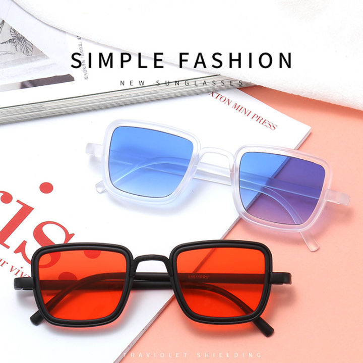 2021 New Luxury India Movie Sunglasses Men Square Gold Frame Cool Sun  Shades Brand Design Red Glasses for Male UV400 Superhero men Glasses