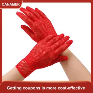 【CANAMEK 】 1 Pair Hot Sale Fishnet Mesh Glove Fashion Women Lady Girl Glove Protection Lace Elegant Lady Style Gloves Black And White