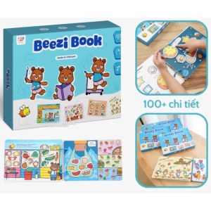 Học Liệu Bóc Dán Montessori Song Ngữ Anh Việt Beezi Book - Một Ngày Của Gấu Boo - Hiệu Lalala Baby