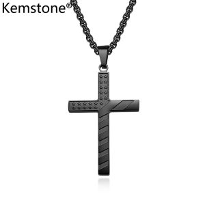 Kemstone Stainless Steel The Stars and Stripes Cross Pendant Necklaces Enamel Silver Gold Plated Black Jewelry Necklace