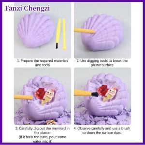Fanzi Mermaid Digging Kit Archaeological Excavation Handmade Toys Children Excavation Treasure Fossils Kit For Kid Gift