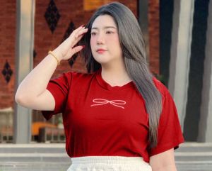 E6 ชุดเซตคอกลมโบว์-กระโปรงเวียดนาม อก 36-50 เอว28-48 หน้าผ้า44" ผ้ายูนิโคล่ ยืด นิ่ม