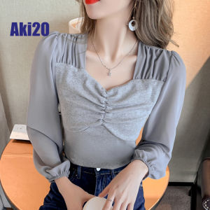 Aki20เสื้อสำหรับผู้หญิง2024การออกแบบใหม่สไตล์เกาหลีเสื้อชีฟองแฟชั่นเสื้อนางฟ้าทุกการแข่งขันเสื้อด้านบนผู้หญิงแฟชั่น2024เสื้อแฟชั่นผญ2024เสื้อครอปเสื้อยืด ผญสวย ๆ