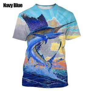 2025 Mens Summer Outdoor Fishing T-Shirts Fashion Fish Graphic T-Shirts Casual Breathable Short Sleeve Tops