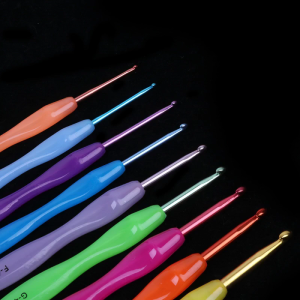 ตะขอถักโครเชต์อลูมิเนียม9ถุงหูหิ้วPCS ชุดหัวเข็มหลากสี