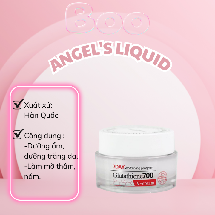 glutathione grey hair HCM][Lấy mã giảm thêm 30%] Kem Dưỡng Trắng Da 7Day Whitening Program  Glutathione 700 V-Cream Angel's Liquid Kem Dưỡng Trắng Da Cho Tất Cả Loại  Da - Lazada