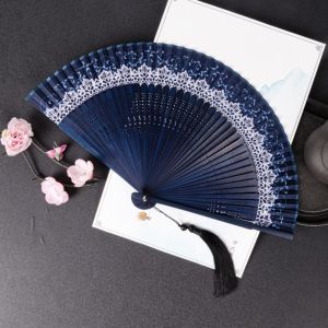 LONE TIMES With Tassel Folding Fan Change Color Folding Dance Fan Ancient Silk Cloth Hanfu Photography