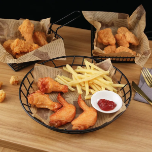 American Fries Basket French Fries Holder Sizzling Basket Food Tray Burger Plate Food Basket with Handle Food Storage