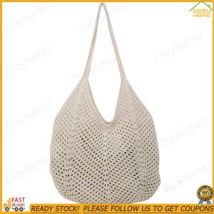 [CY] Women Knitting Shoulder Bag Hollow Out Aesthetic Hobo Bag Large Capacity Knitted Tote Handbag Female Outdoor Bag