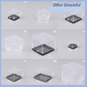 Ditur 1Pc Storage Boxes Lids Gemstone Display Coin Clear Container Specimen Mini Square Cube Acrylic Case Rough Mineral Standard