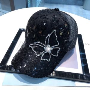 Shiny Rhinestone Butterfly Women Baseball Cap Summer Breathable  Mesh Sun Hat Glitter Sequins Ladies Girls Peaked Caps