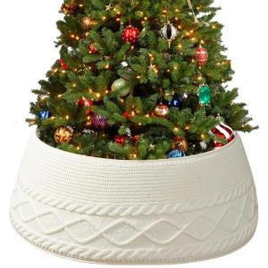Efficient Textured Christmas Tree Collar With Nonslip Clips Christmas Tree Skirt with Clips Perfect For Office Decors