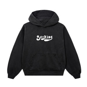 Seeking - Hoodie Boxy Oversized 400gsm Font Make It Black