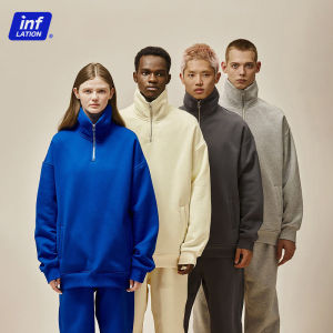INFLATION brand 2022 autumn new men 400g heavy fleece turtleneck half zipper solid color thickened loose lapel sweater
