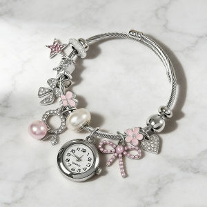Popular pink bracelet / White / Black kitten pendant clock bracelet fashionable exquisite and simple jewelry