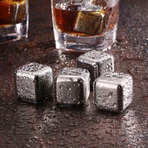 8pcs Stainless Steel Reusable Ice Cubes Frozen Food Grade Metal Scotch Stones Whisky Rocks Wine Bar iRhea