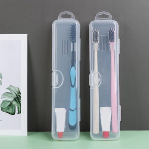 2pcs Toothbrush Box Travel Portable Toothbrush Holder Transparent Organizer Case Cutlery Storage Box