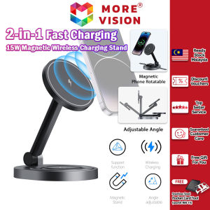 15W Fast Charging Magnetic Wireless Charger W14 Station Phone SmartWatch Apple Earbuds Watch Desk Stand By Dock Holder