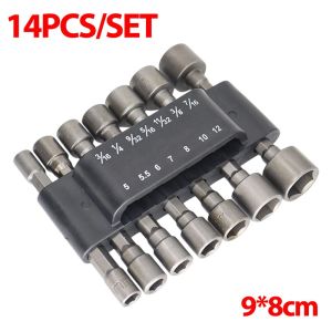 14Set Socket Screwdriver Wrench Set Hexagon Nut Driver Drill Bit Hexagonal Hand Adapter Electric Impact Bolt Handle