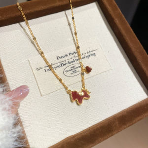AE Real gold-plated enamel metal pony necklace new Chinese style light luxury niche collarbone chain zodiac year temperament jewelry for women