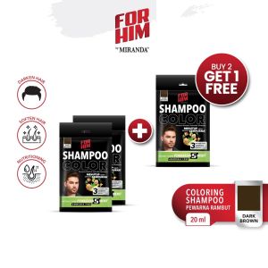 Buy 2 Get 1 Free For Him Shampoo Color -Dark Brown / For Him Shampoo Color Pewarna Rambut 20ml