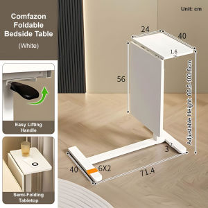 Comfazon Foldable Height Adjustable Laptop Desk with Silent Wheels Bedside Sofa Lifting Table for Working and Studying Perfect for Home and Office