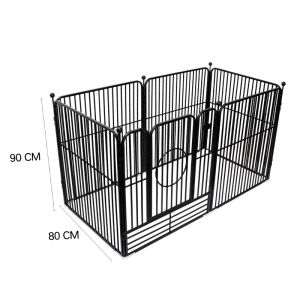【Local Ship】Adjustable Dog Cage Dog Fences 80x90cm x 6 pcs(Black) Dog Kennel Pet Fence Pet Cage Pet Playpen