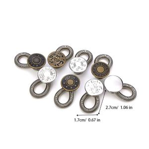 10pcs 17mm Metal Jeans Buttons / Adjustable Nail-Free Jeans Waist Extender Button / Vintage Style Waist Buckles