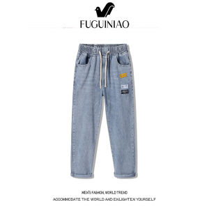 FUGUINIAO Mens New Straight Loose Casual Jeans Black Jeans