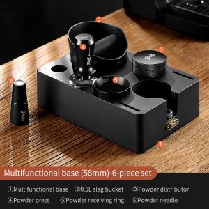 Bincoo Tamper Set Coffee Storage Base Espresso Knocker Bucket Powder Press Powder Hammer Set Coffee Machine Handle Utensil Storage Base 51/58MM