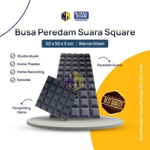 Busa Peredam Suara Ruangan Motif Square Ukuran 50x50x5 cm - Peredam Suara Royal Foam