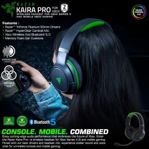 Tai nghe không dây choàng đầu Razer Kaira Pro for Xbox-Wireless Gaming and Mobile Headset_Mới hàng chính hãng