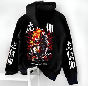 Jaket Sweater Hoodie Anak Laki Laki Samurai Jepang Anak Motif Tengkorak / Hoodie sweater anak laki-laki motif Tengkorak Api 4 macam gambar 5-8-10-13 tahun