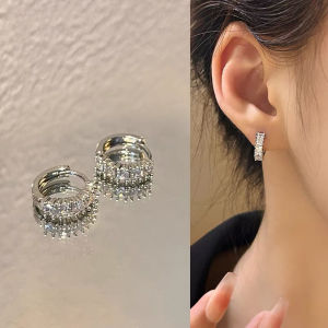 LL S925 silver Fashionable Temperament zircon circular design Earrings ES69169
