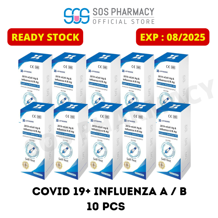 (Exp8/2025) LONGSEE TEST KIT 3in1 Covid 19 & Influenza A&B Test Kit 10