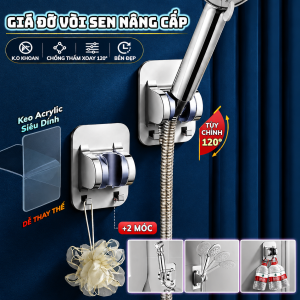 Giá Đỡ Vòi Hoa Sen Dán Tường Đế Góc Nghiêng 120º Móc Treo Vòi Xịt Nhà Tắm Siêu Dính Hamart
