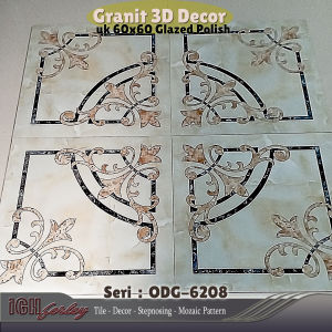 Granit Decor 120x120cm Motif Floral Polish Glazed Pola Dekor Murah Mantap