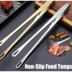 304 Stainless Steel Food Tongs Long Handle BBQ Tongs Korean Barbecue Steak Kitchen Cooking Clip