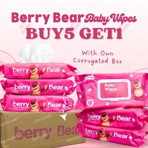 Buy5Take1 90Pcs Strawberry Bear Wipes UnScented Alcohol-Free Baby Wipes Wet Tissue Gentle Wipes 540pcs Baby Gift